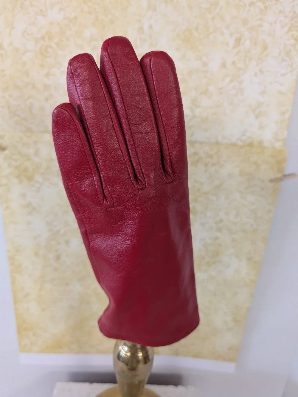 Gloves Red Leather Women's Gloves Classic Style Sz S/M